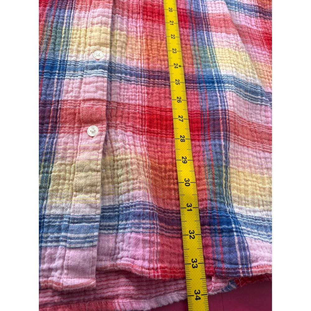 Vermont Country Store Mens Red Plaid Double Gauze Cotton Short Sleeve Shirt Sz L - Picture 7 of 7